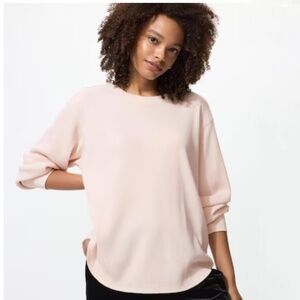 Uniqlo Waffle Long-Sleeve T-Shirt in Pink size Medium